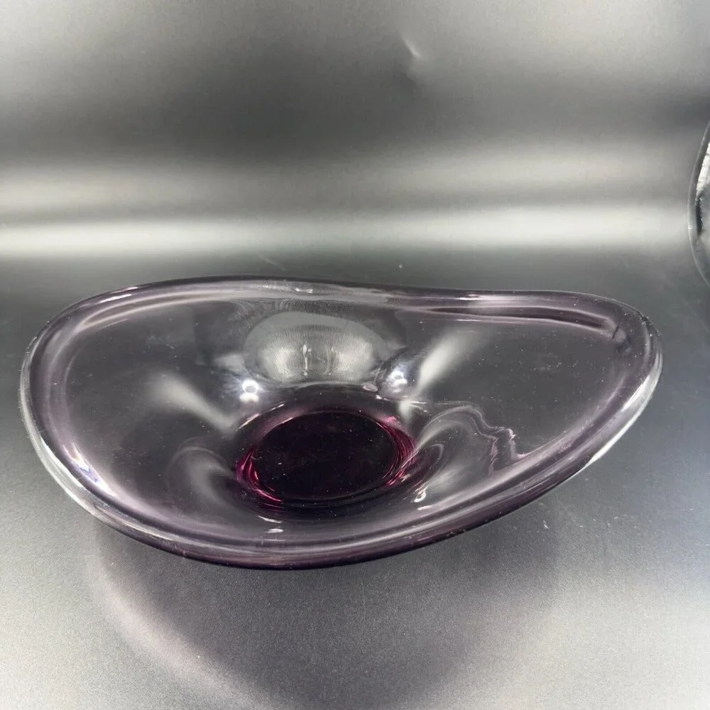 Lotta Peterson for IKEA Transparent Purple Mouth Blown Freeform Glass‎ Bowl Dish